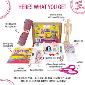Fashion Designer <strong>Kits</strong> for Girls Beginners Learn to Use Basic <strong>Patterns</strong> Sew Re-Design Draft Basic <strong>Pattern</strong> for 8.5&quot; Wooden Manikin - Product Image 6
