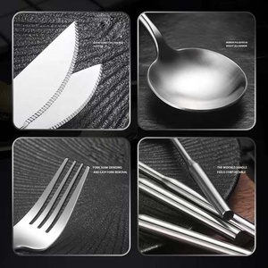 Upgrade German Double Man Sanding Matte Polish Gold Stainless Steel Tableware Set Silver <strong>Flatware</strong> Set - Product Image 5
