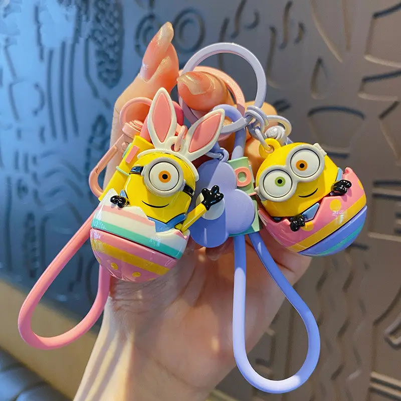 3D PVC Anime chaveiros Saco Do Carro Chaveiro brinde promocional borracha Original chaveiro Figura Minions silicone Keychain