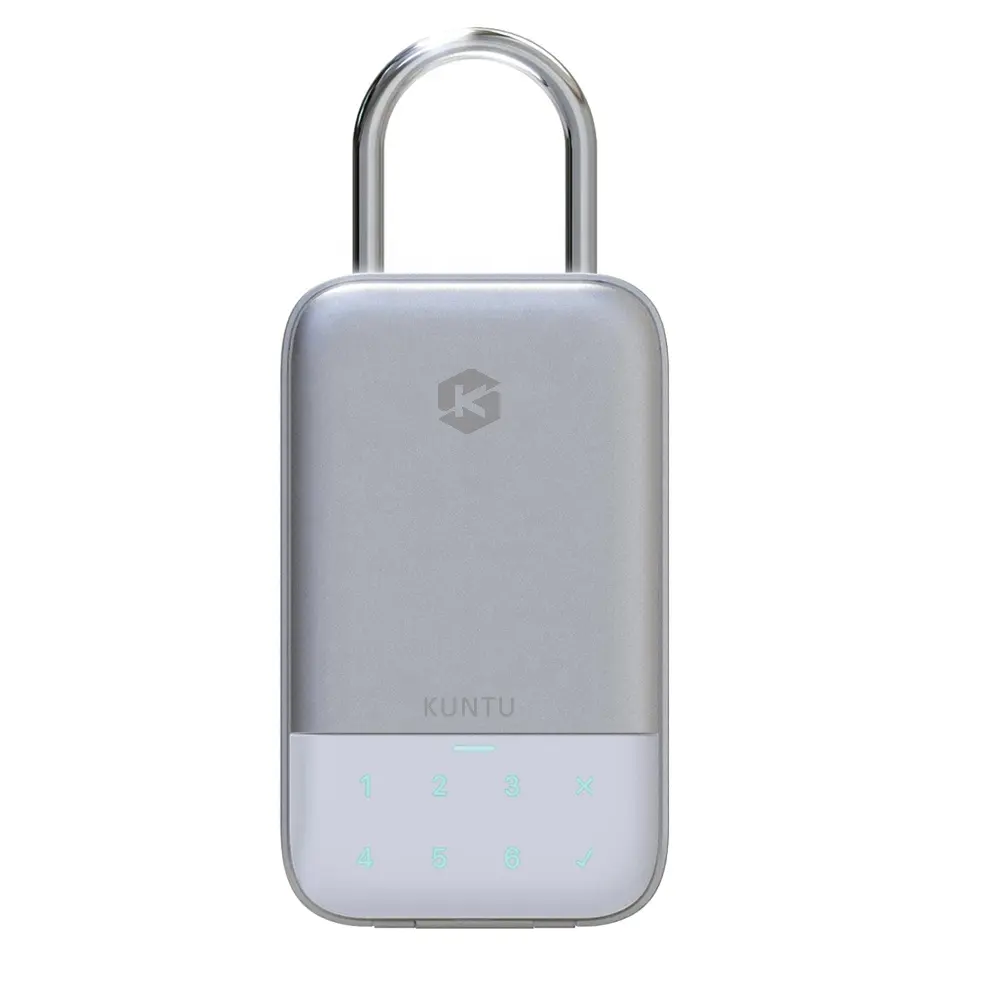 Stockage de clés intelligent portable coffre-fort boîte de verrouillage de clé électronique empreinte digitale et cadenas à manille à dents bleues