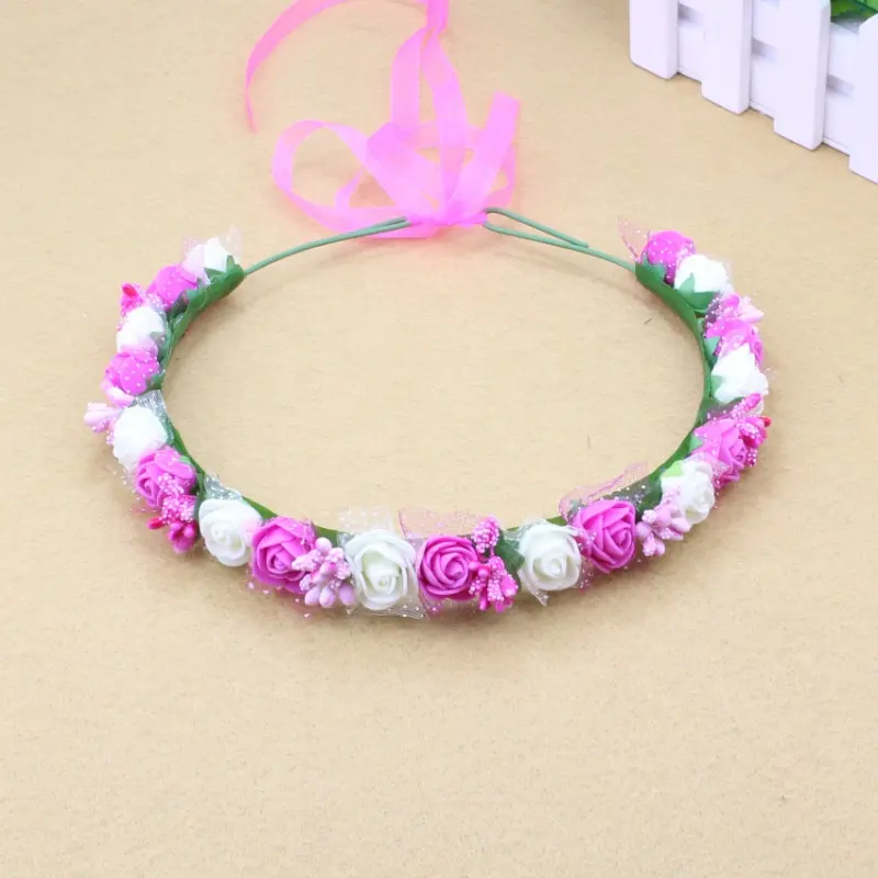 Braccialetti corona di fiori ghirlanda di rosa fascia per capelli fasce da polso fiori corona floreale