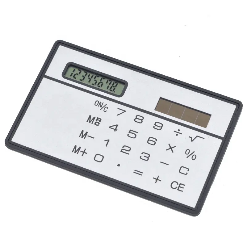 Promotional bank karte größe rechner Ultra Thin Slim Small Credit Card 8 digit Solar Power Business Pocket elektrische rechner