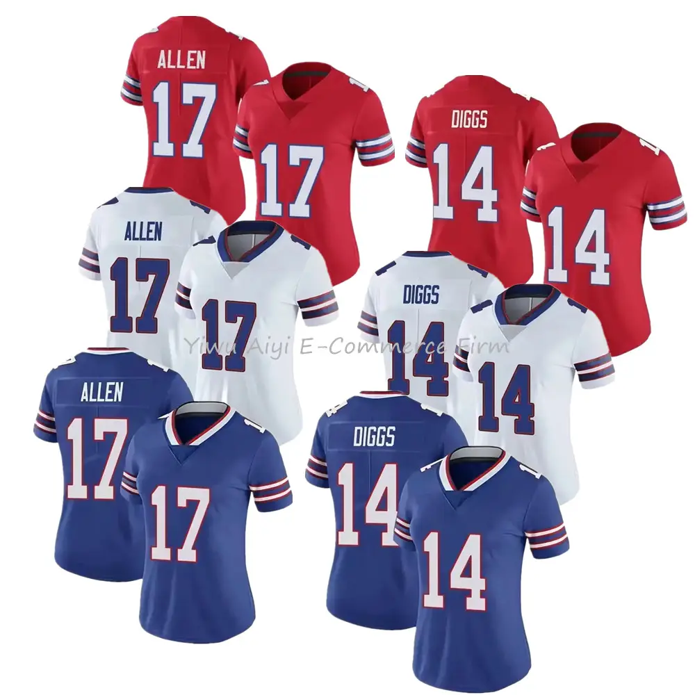 Wholesale Women's Buffalo City Stitched American Football Jersey Royal Team Uniform #17 Josh Allen #14 Stefon Diggs