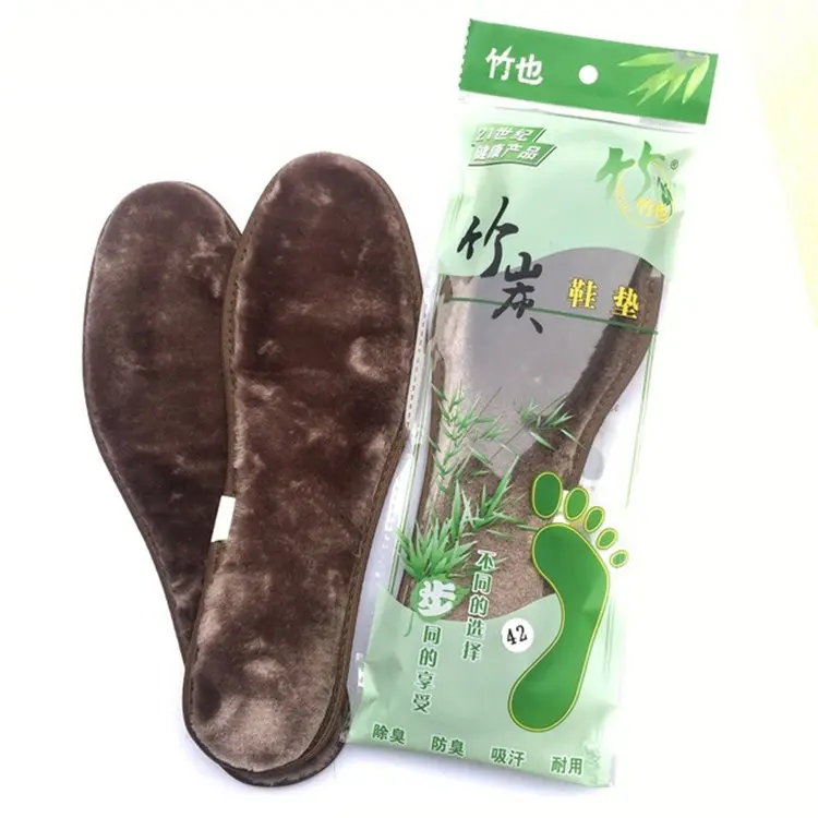 Winter Thick Warm Fur Plush Insole Bamboo Charcoal Anti-Odor Shoes Pad Warm Fluffy Fleece Wool Replacement Insoles for Shoes