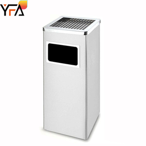 Cubo de basura cuadrado de metal grueso de gran capacidad con Cenicero, cubo de basura Comercial Público para exteriores, contenedor de reciclaje de basura - Product Image 4