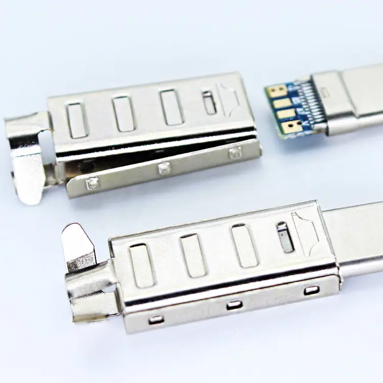 ฟรีตัวอย่าง Usb Shell 24 Pin Usb-C Solder ปลั๊ก Pcb Edge 9มม.4Pin 4 Pin 5.1 4 P Usb 2.0ประเภท C ตัวเชื่อมต่อชายฝาครอบ