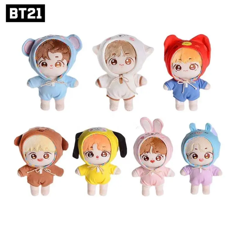 Boneca de pelúcia coreana K-Pop Bt21 anime Cooky Chimmy Tata Shooky Rj Koya Mang Kawaii Cos Roupas Idol Boneca de pelúcia Brinquedo de pelúcia para fã presente