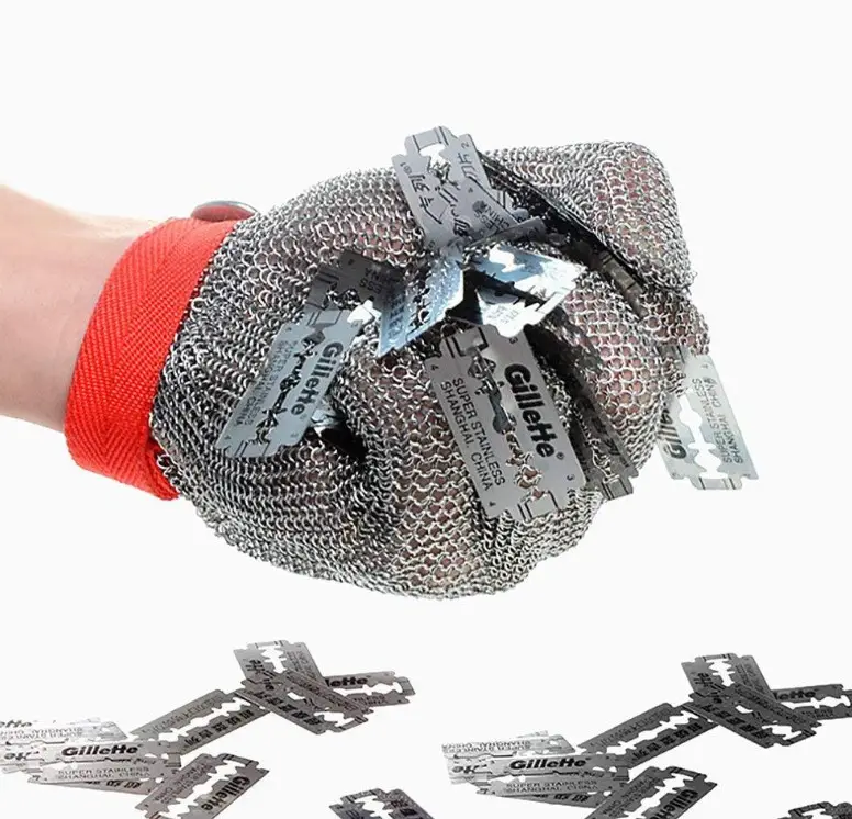BSP A9 guantes de malla acero кольцевая устричная мясная металлическая сетка, противорезные перчатки из нержавеющей стали