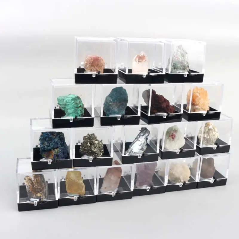 CHUSE-caja pequeña de mineral acrílico, piedras naturales sin procesar y especímenes de cristal, venta al por mayor