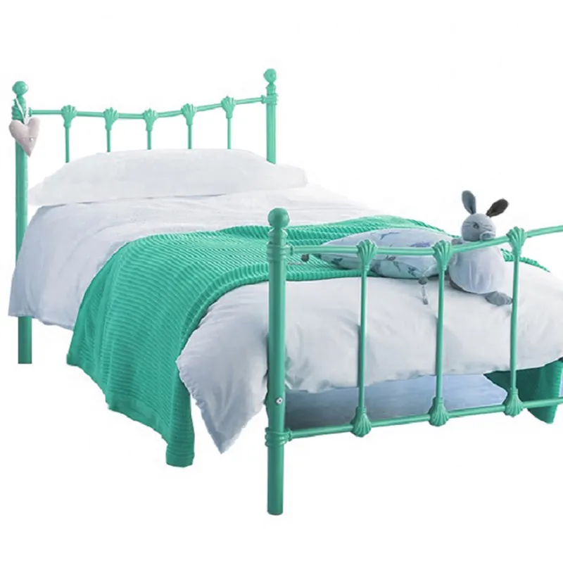 Color verde de muebles de acero de niño conjunto de dormitorio de metal cama de los niños