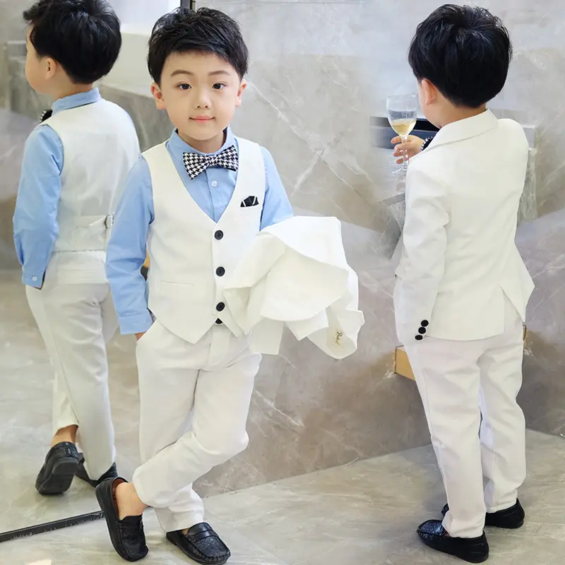 2019春秋韓国ファッション紳士子供服新作ホワイトスーツ男の子ベストスーツ卸売業者