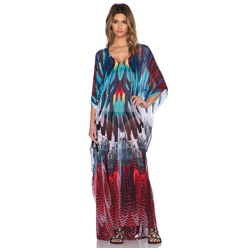 Sarongs Beach wear Pareo Blumen druck Kaftan Beach Dress Sommer Casual Dress