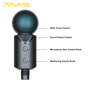 7Ryms AU02-K1 RGB Gaming Studio Mikrofon Unterstützung Programmierung für profession elle Gamer Podcast Gaming Mikrofone - Product Image 2