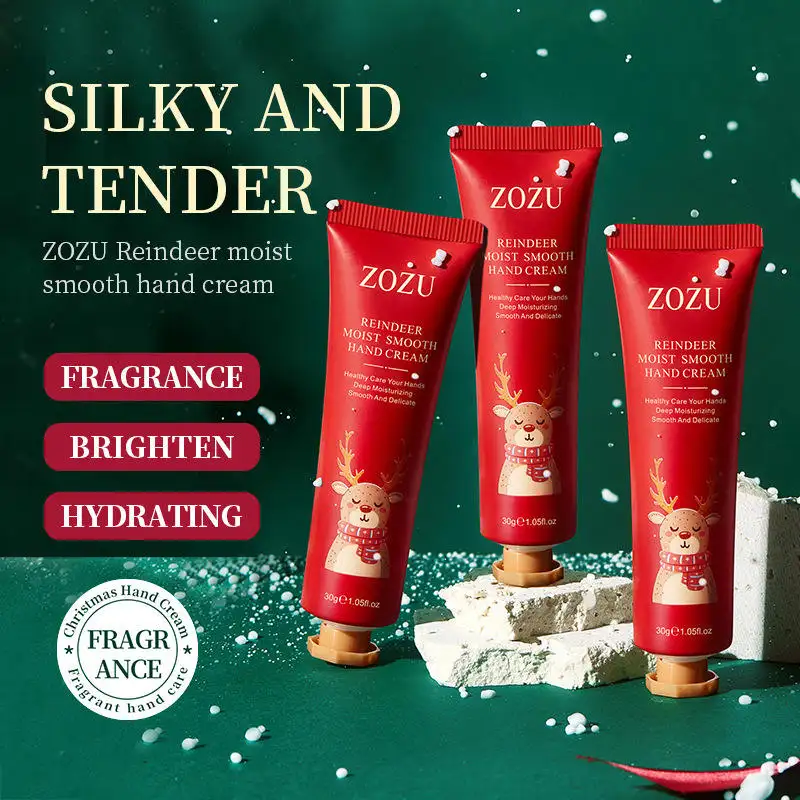 Zozu Regalo de Navidad Cuidado de las manos Fragancia floral Oem Hidratante Piel Antienvejecimiento Crema de manos de fácil absorción Logotipo personalizado