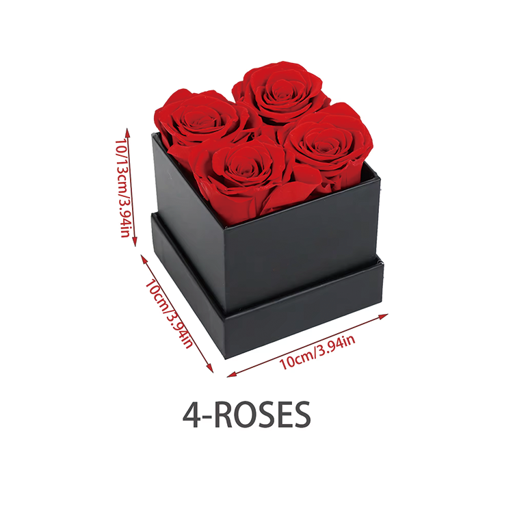 4 Roses In Square Box