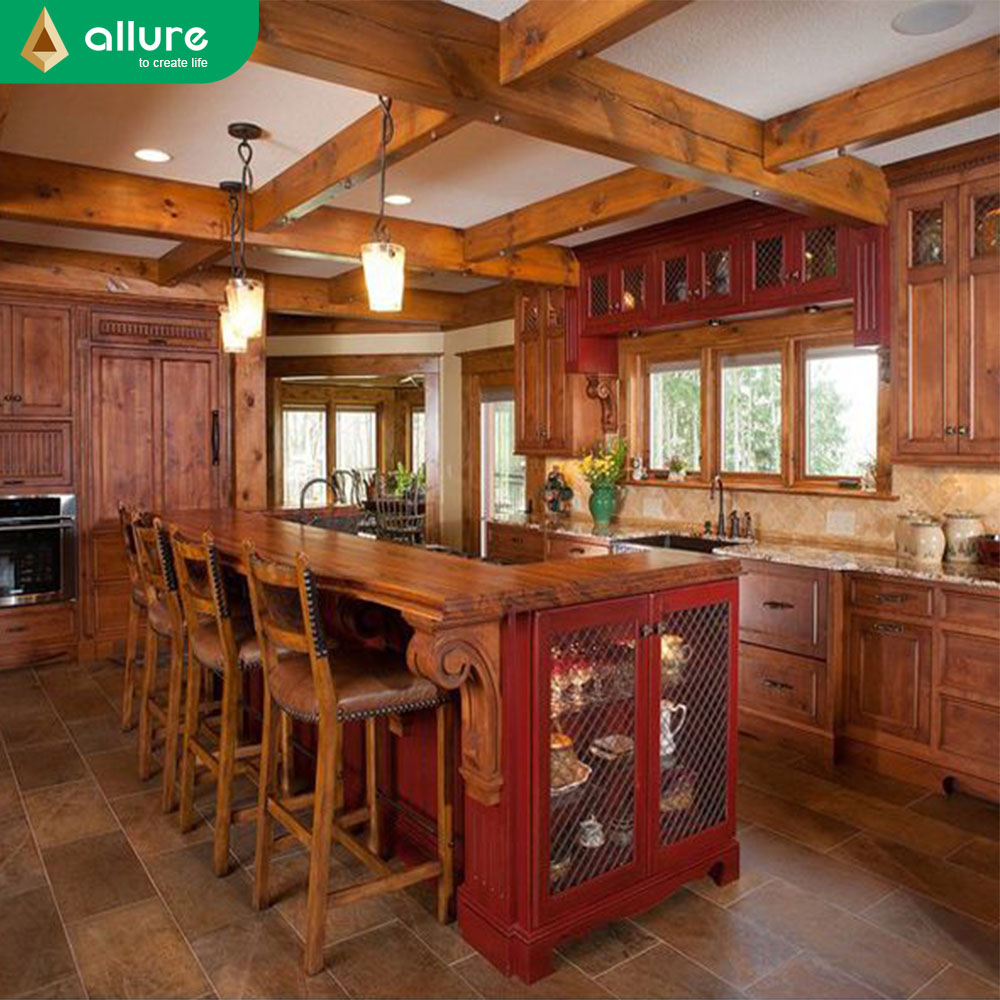 Allure nepal wooden chinese antique furniture carcass wine color resin solid wood board designs kitchen cabinet