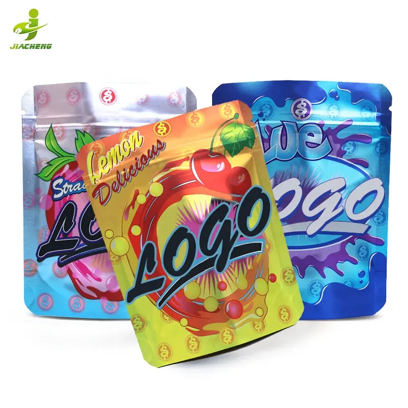 Aangepaste Print Hersluitbare Plastic Voedselafdichting Verpakking Ziplock Folie Zakje 3.5G 7G 14G Rits Geur Proof Candy Mylar Tas Met Logo