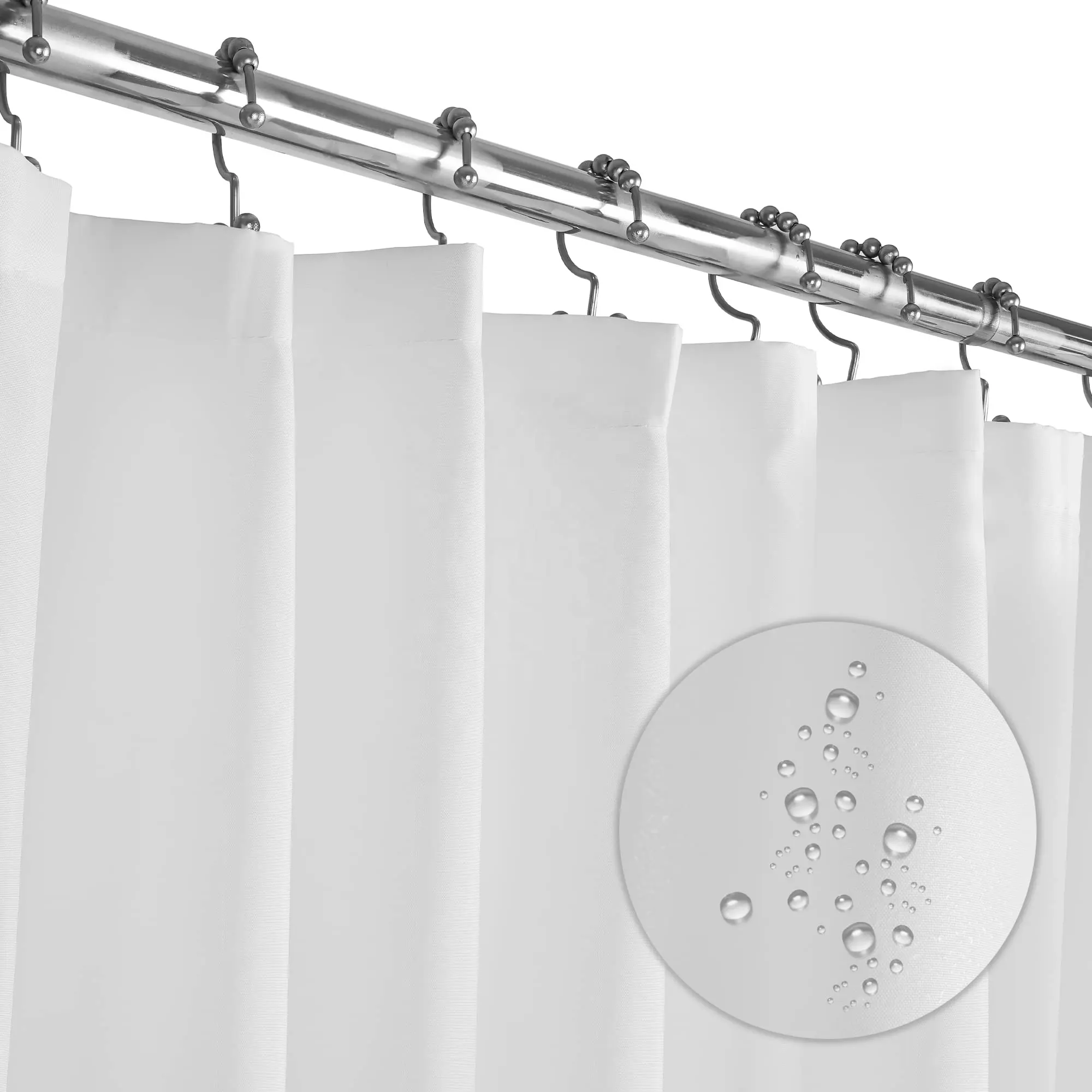 ستائر استحمام بيضاء قابلة للغسل في ماكينة فندقية من القماش الناعم مقاس 72 × 84 بوصة للبيع بالجملة