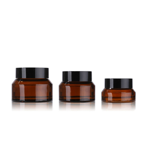 Frasco de vidro marrom para maquiagem, frasco de creme para os olhos marrom de 50g, frasco de creme à prova de luz marrom de 30g, conjunto de frascos de creme âmbar vazios de 15g