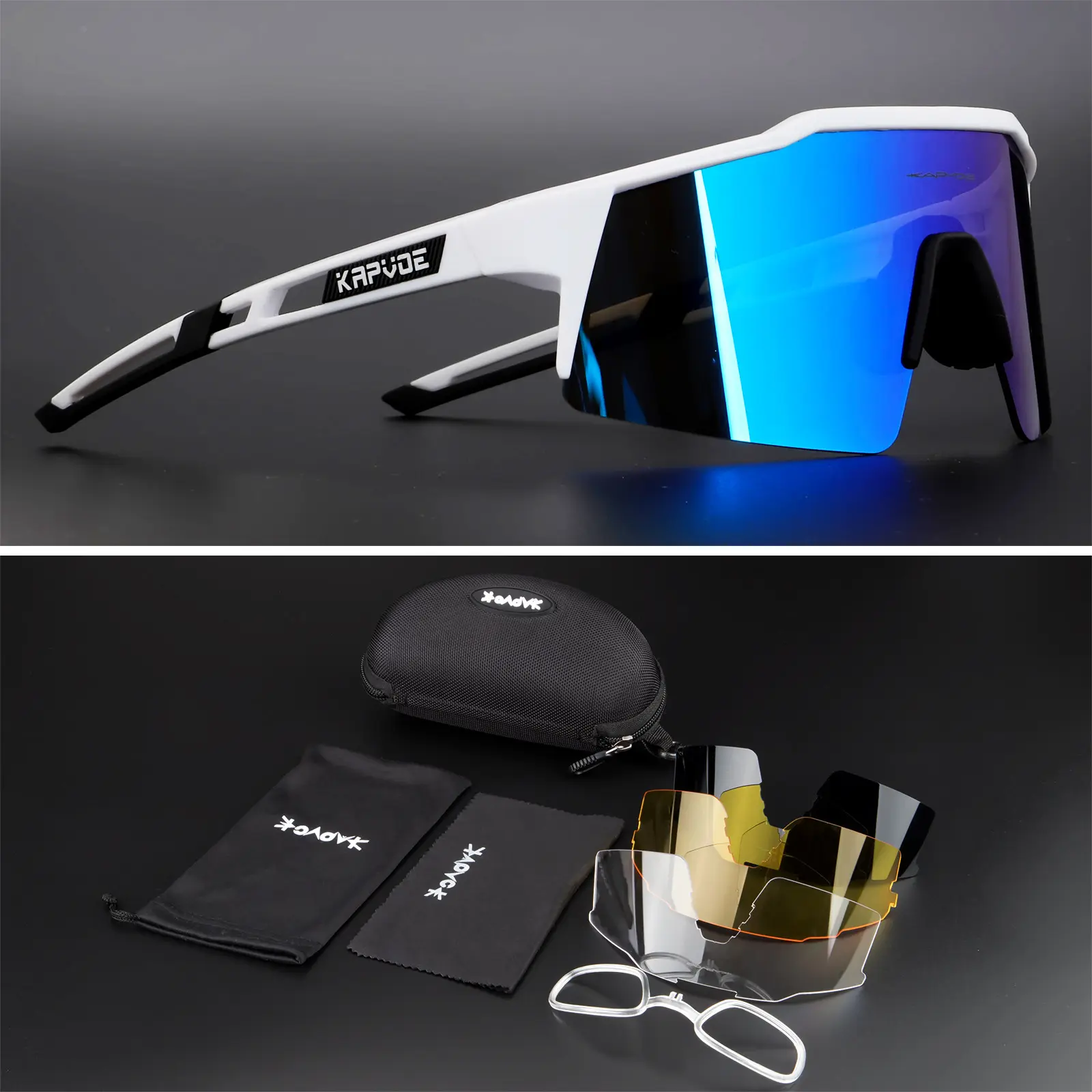 Gafas de sol deportivas polarizadas Kapvoe para ciclismo con 3 lentes intercambiables, gafas de bicicleta para hombre y mujer, gafas deportivas MTB