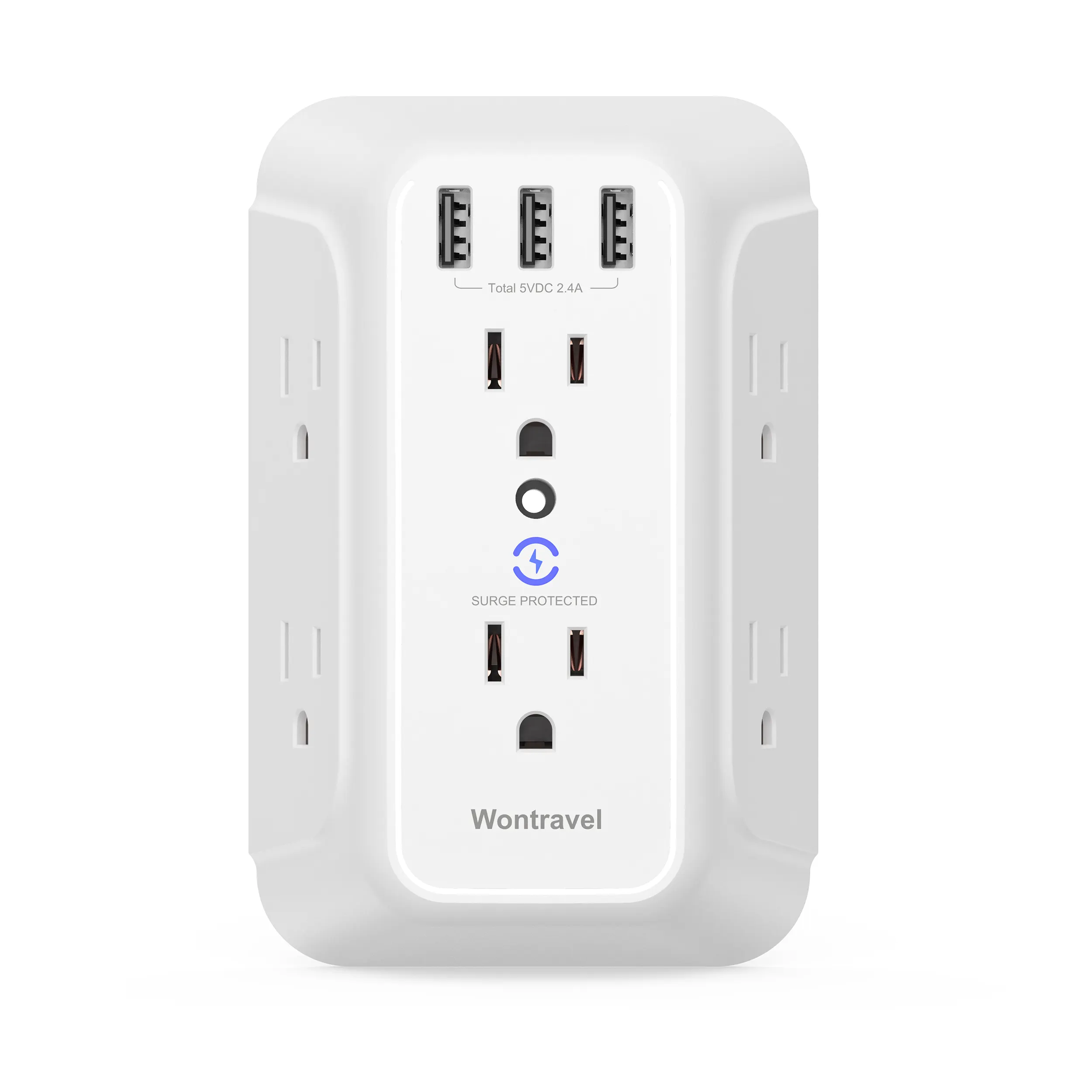 Wontravel USB parede carregador surge protector 6 Wall Outlet Extender multi plug Outlet Wall Adapter com 20W PD