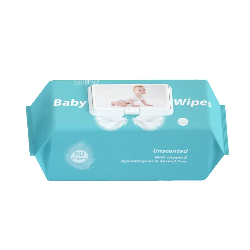 Оптовая продажа, мягкие влажные салфетки для очистки натуральной воды, простой дизайн для ухода за кожей новорожденных, упакованные в картонную коробку