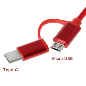 High Quality Colorful <strong>2</strong> <strong>in</strong> <strong>1</strong> USB to C to Micro to 8 Pin Nylon Braided Durable 3 a Fast Charging Data Cable Usb -c Cable - Product Image 5