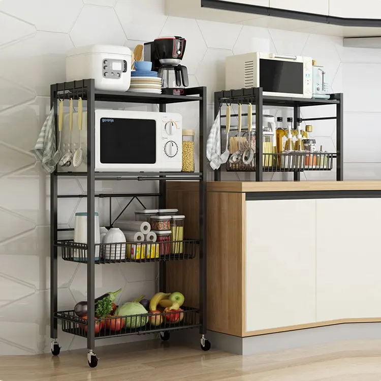 Ajustable muebles hogar estante de la esquina de la cocina horno de microondas soporte de almacenamiento con fruta vegetal gabinete de Rack