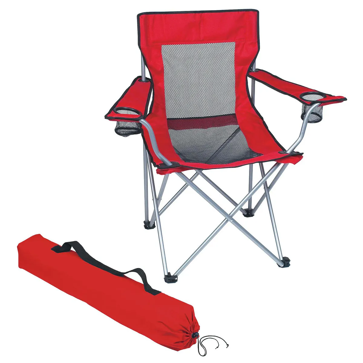 Cadeira de praia dobrável de malha portátil cadeira de pesca de acampamento quad com bolsa de transporte