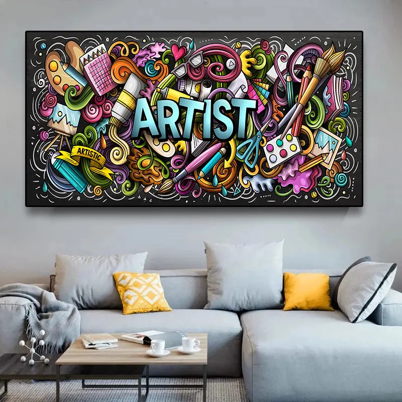 Carteles artísticos e impresiones de grafiti callejero, pinturas en lienzo de arte Pop de dibujos animados, imágenes coloridas de pared