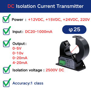 Sala DC 20-1000mA corrente di isolamento del trasmettitore di corrente di dispersione sensori di corrente continua trasduttore - Product Image 4