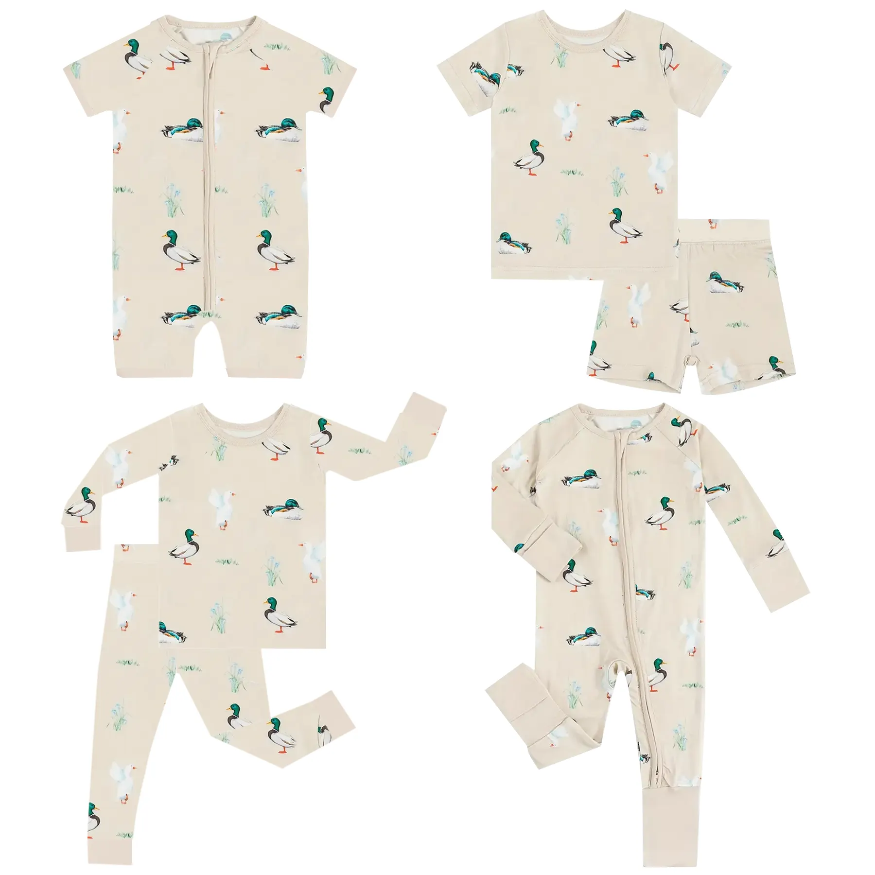 Customized Bamboo cotton Baby Rompers Fabric Kids Romper Double Zipper Infant Pajama sleepwear for children