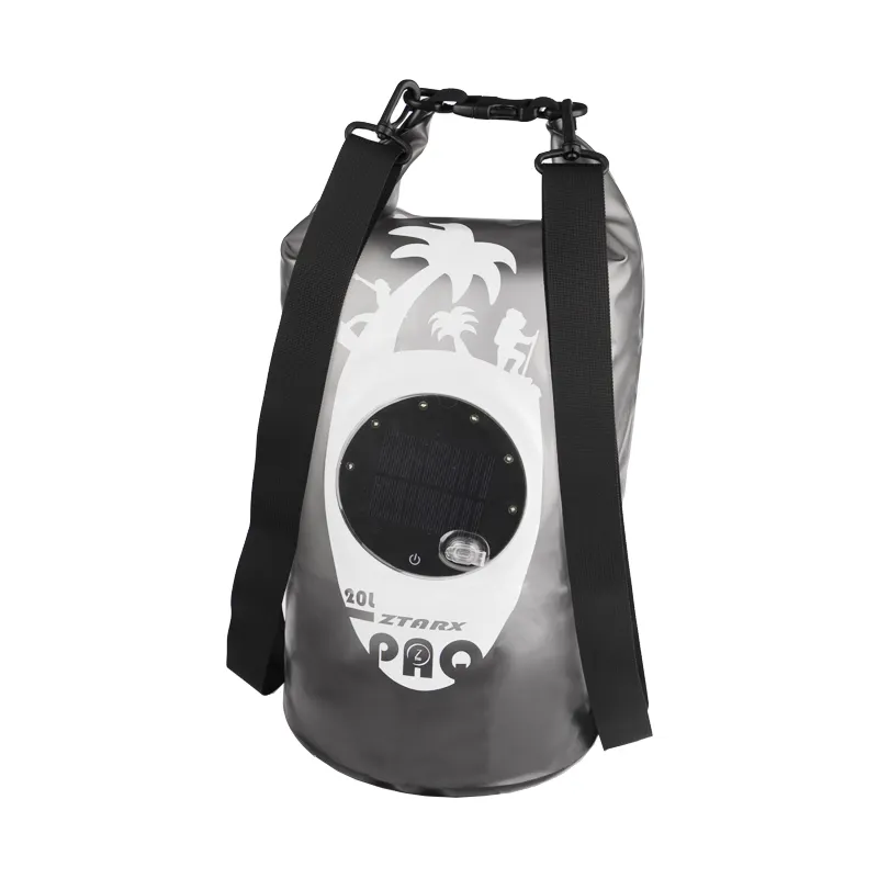 ПВХ открытый кемпинг сухой мешок рюкзак на солнечной батарее светодиодные фонари портативный походы кемпинг power bank с Bluetooth динамик