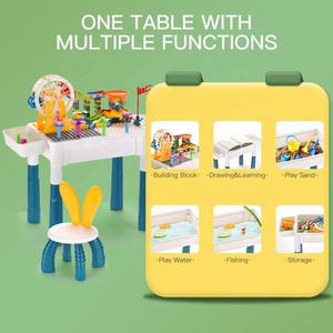 2024 Goedkope Prijs Multifunctionele Intellignce Reuzenrad En Glijbaan Bouwstenen Diy Kinderen Leren Blok Tafel Voor Kinderen - Product Image 4