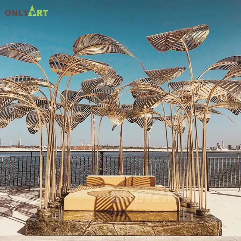 Escultura decorativa de palmera grande moderna de acero inoxidable de alta calidad 2024 Only Art