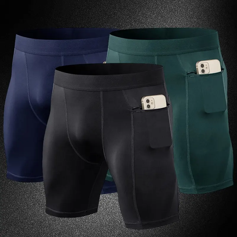 Pantalones cortos de compresión personalizados para hombre, calzas deportivas sólidas de secado rápido