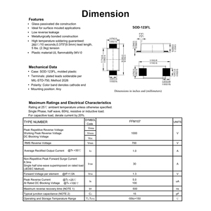 Chất lượng cao LRC ffm107 CHỈNH LƯU <span class=keywords><strong>Diode</strong></span> bề mặt gắn kết gói với 1000V Max Điện áp ngược cho hiệu suất mạch đáng tin cậy - Product Image 2