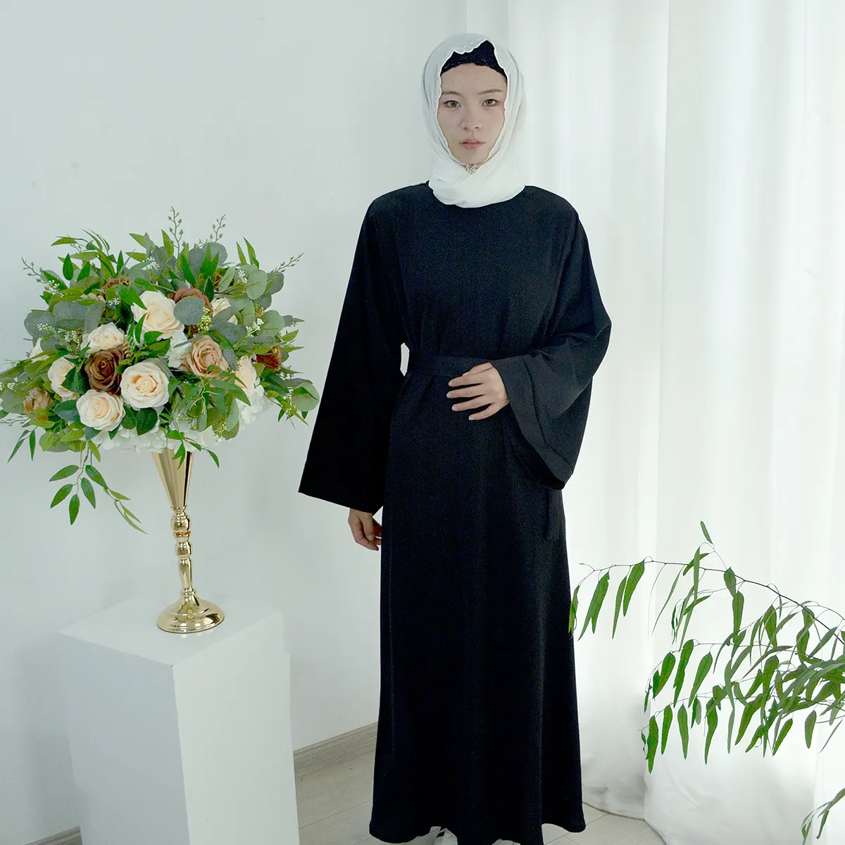 Árabe Hijabs Mulheres Tops Dubai Satijn Dubai Kaftan Blusa Abaya Vestido Robes 2023 Novo Design Menina Muçulmana Plain Abaya
