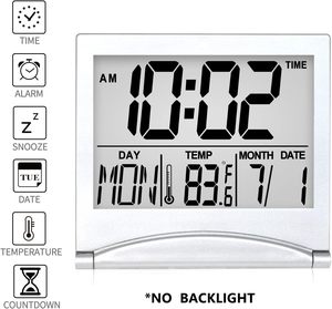 Digitaler Reise wecker Faltbarer Kalender Temperatur Timer LCD-Uhr mit Schlummer modus Große Anzahl Anzeige Batterie betrieben - Product Image 3