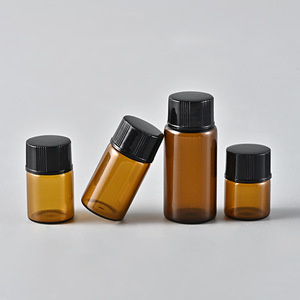 ホットセールミニ1ml 2ml 3ml 4ml 5mlクリアアンバーガラスバイアルボトルオリフィスリファイスリデューサープラスチックキャップ付きエッセンシャルオイル香水用 - Product Image 2