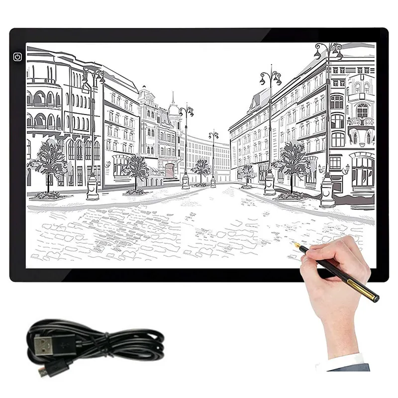 Boîte à lumière LED ultra-mince sans fil LED Tracing Light Pad Board Diamond Painting Sketching Copy Seg Exhibit Anime LED Light Boxes