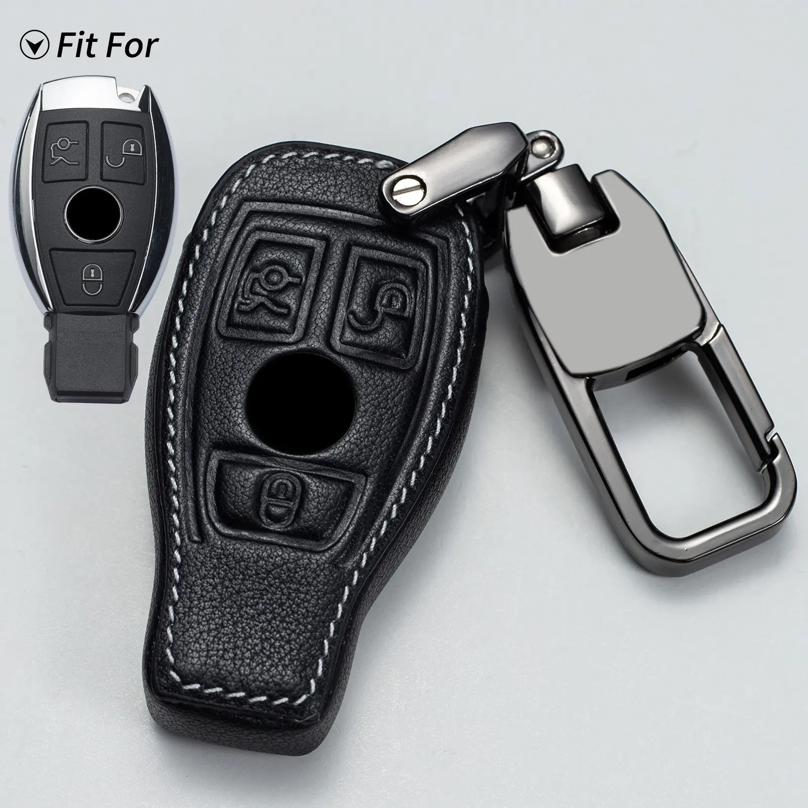 Capa protetora de couro genuíno para chave de carro, acessório com controle remoto inteligente para Mazda Infiniti Maserati