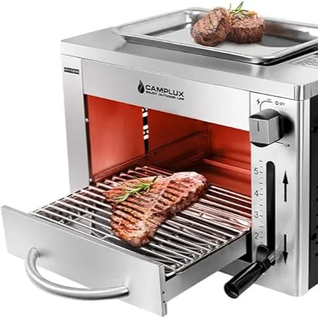 Riscaldamento rapido ed efficiente per esterni portatile barbecue a gas con cottura verticale, gas propano a bruciatore singolo in acciaio inox