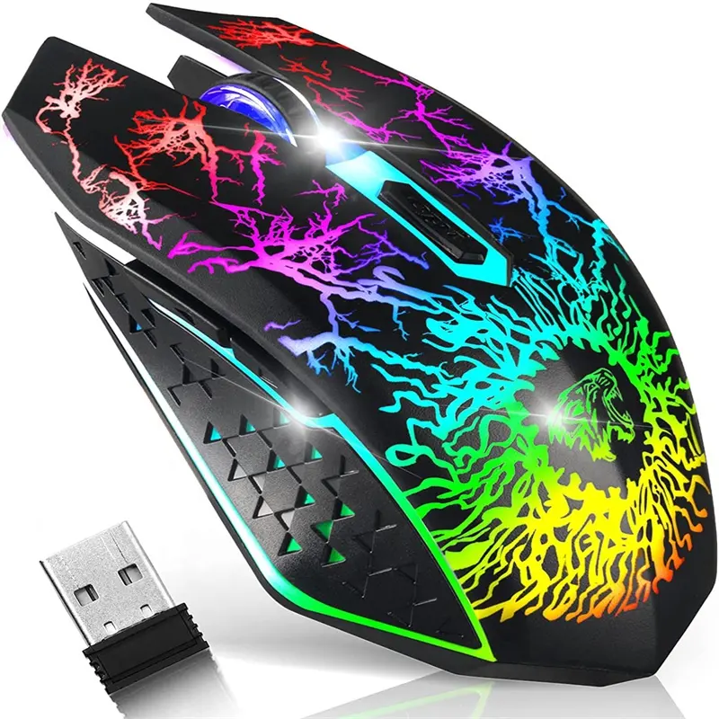 Không dây chuột có thể sạc lại 2.4GHz USB Chuột Quang LED ánh sáng cho gamer PC máy tính máy tính xách tay