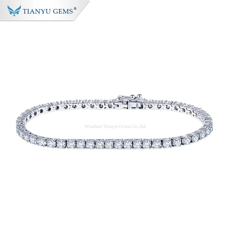 Tianyu gems moda moissanite braccialetto sottile in oro bianco Bracciali Tennis per le ragazze