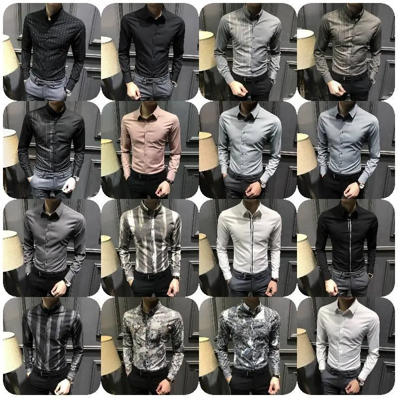 9501 otoño nueva camisa coreana a cuadros suelta para hombres camisas a cuadros de manga larga de gran tamaño para hombres