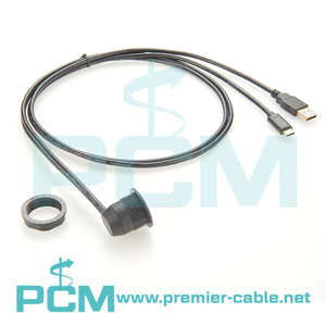 สายเคเบิลเมาท์แบบฟลัชสำหรับแผง USB-C USB-A ช่องเสียบแบบคู่ทำมุมขวาพอร์ตคอมโบ USB ชนิด A Type C AUX แชสซีชนิด C AUX - Product Image 4