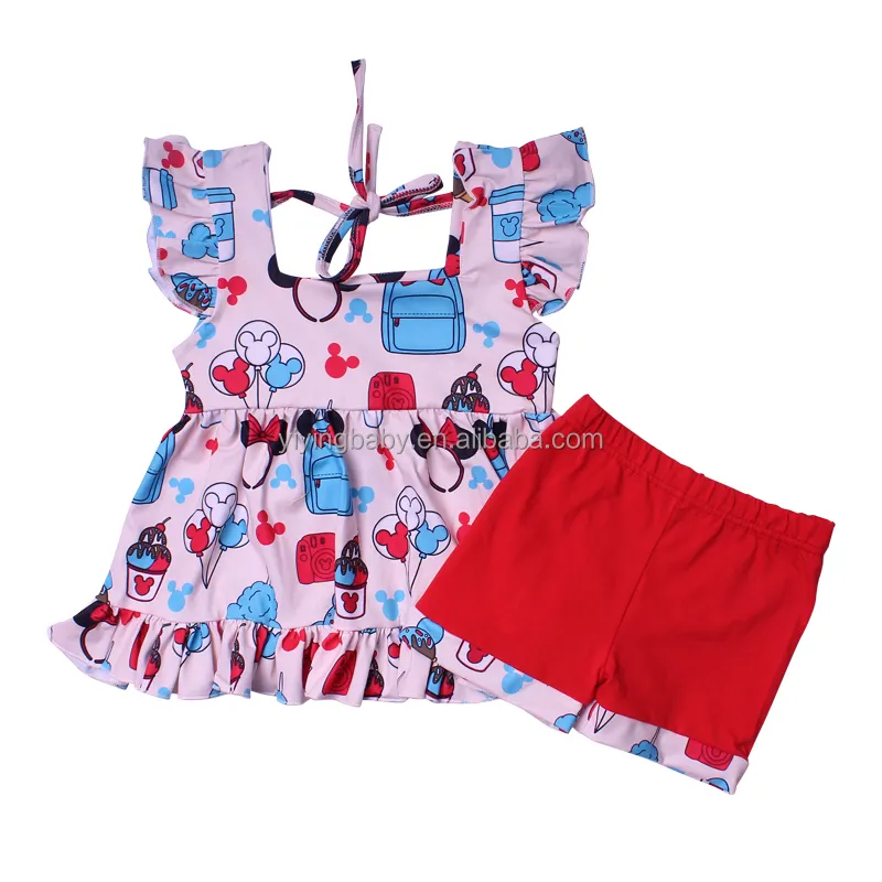 Conjunto de roupas infantis para meninas, roupas de desenho animado para garotas, verão, duas peças, casual, 2022