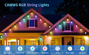 Smart <strong>Color</strong> <strong>Changing</strong> <strong>LED</strong> Outdoor String Lights 27ft, APP & Remote Control, IP66 Waterproof, 10 Bulbs For Patio & Garden - Product Image 5