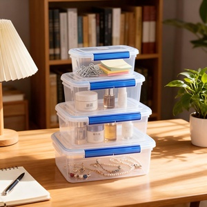 Rõ ràng kín nhựa hộp lưu trữ thực phẩm với bốn bên khóa nắp thiết kế leakproof cho súp hoặc nước sốt - Product Image 2